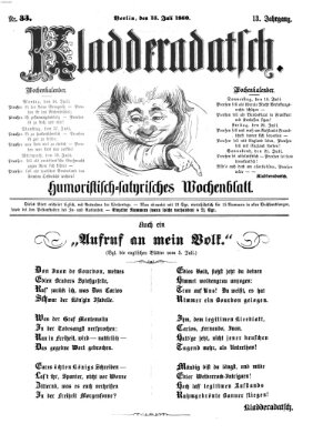 Kladderadatsch Sonntag 15. Juli 1860