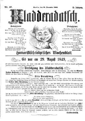 Kladderadatsch Sonntag 16. Dezember 1860