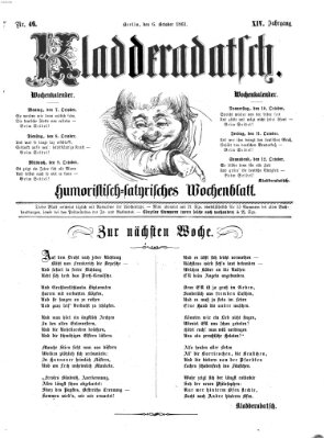 Kladderadatsch Sonntag 6. Oktober 1861