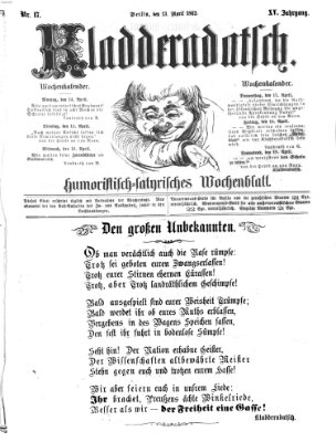 Kladderadatsch Sonntag 13. April 1862