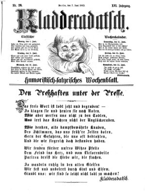 Kladderadatsch Sonntag 7. Juni 1863