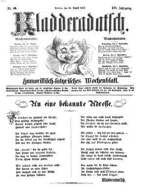 Kladderadatsch Sonntag 30. August 1863