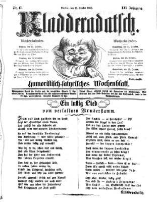 Kladderadatsch Sonntag 11. Oktober 1863