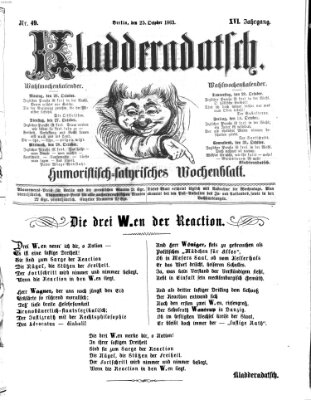 Kladderadatsch Sonntag 25. Oktober 1863