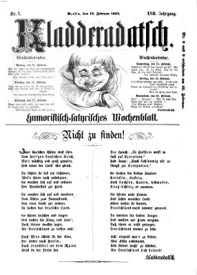 Kladderadatsch Sonntag 14. Februar 1864