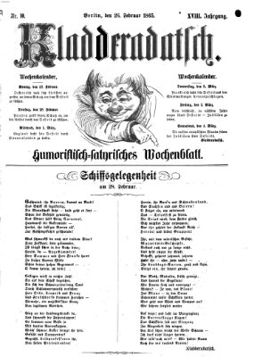 Kladderadatsch Sonntag 26. Februar 1865