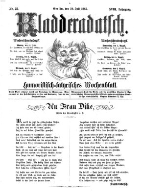 Kladderadatsch Sonntag 30. Juli 1865