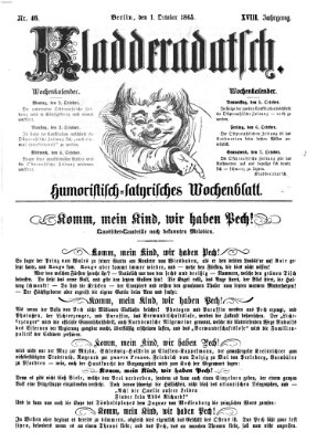 Kladderadatsch Sonntag 1. Oktober 1865