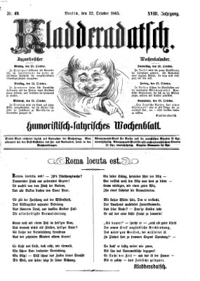 Kladderadatsch Sonntag 22. Oktober 1865