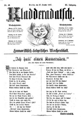 Kladderadatsch Sonntag 27. Oktober 1867