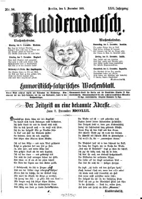 Kladderadatsch Sonntag 5. Dezember 1869