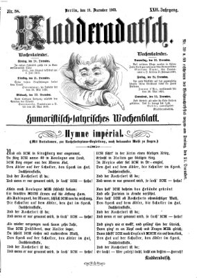 Kladderadatsch Sonntag 19. Dezember 1869