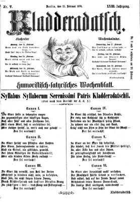 Kladderadatsch Sonntag 13. Februar 1870