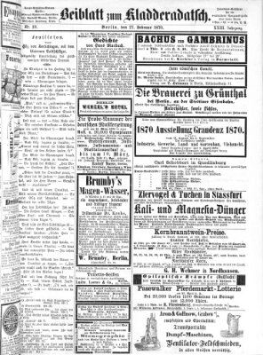 Kladderadatsch Sonntag 27. Februar 1870