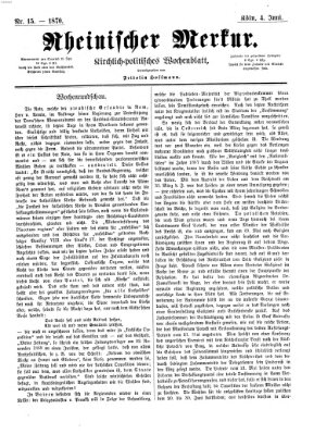 Rheinischer Merkur (Deutscher Merkur) Samstag 4. Juni 1870