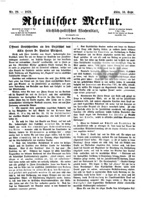 Rheinischer Merkur (Deutscher Merkur) Samstag 10. September 1870