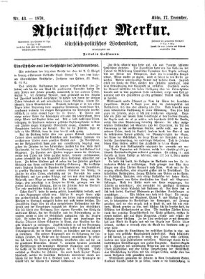 Rheinischer Merkur (Deutscher Merkur) Samstag 17. Dezember 1870