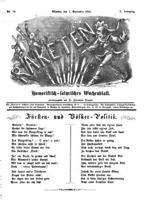 Raketen (Schalks-Narr) Freitag 1. September 1865