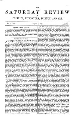 Saturday review Samstag 1. August 1857