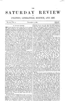 Saturday review Samstag 23. November 1861