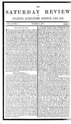 Saturday review Samstag 21. Dezember 1861