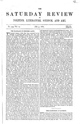 Saturday review Samstag 5. Juli 1862