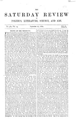 Saturday review Samstag 27. September 1862