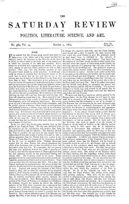 Saturday review Samstag 4. Oktober 1862