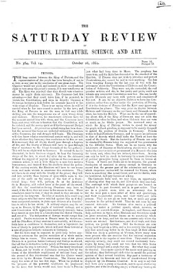 Saturday review Samstag 18. Oktober 1862