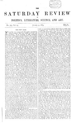 Saturday review Samstag 3. Januar 1863