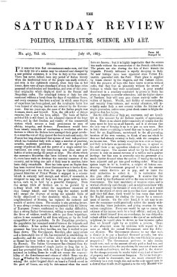 Saturday review Samstag 18. Juli 1863