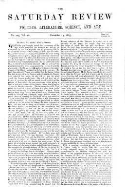 Saturday review Samstag 19. Dezember 1863