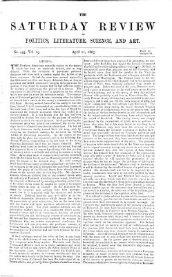 Saturday review Samstag 22. April 1865