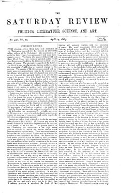 Saturday review Samstag 29. April 1865