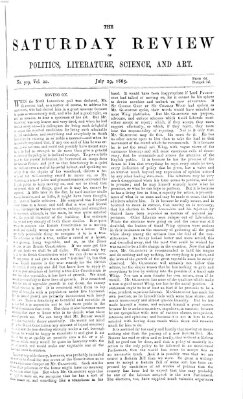 Saturday review Samstag 29. Juli 1865