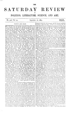 Saturday review Samstag 16. September 1865