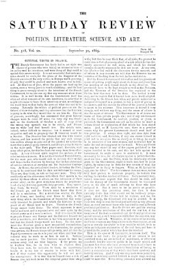 Saturday review Samstag 30. September 1865