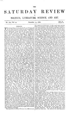 Saturday review Samstag 15. Dezember 1866