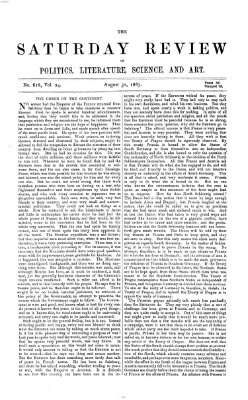 Saturday review Samstag 31. August 1867