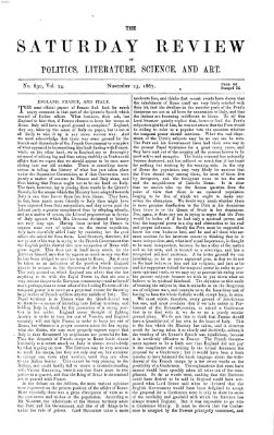 Saturday review Samstag 23. November 1867