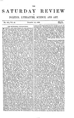 Saturday review Samstag 26. Dezember 1868