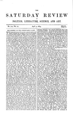 Saturday review Samstag 3. April 1869