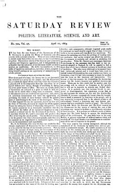 Saturday review Samstag 10. April 1869