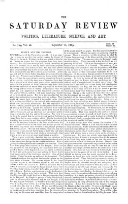 Saturday review Samstag 11. September 1869