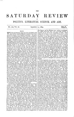 Saturday review Samstag 25. September 1869