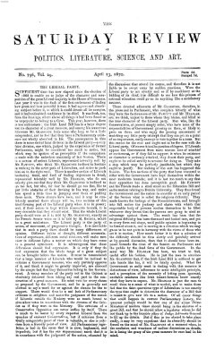 Saturday review Samstag 23. April 1870