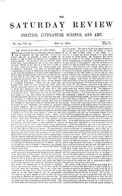 Saturday review Samstag 25. Juni 1870