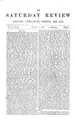 Saturday review Samstag 17. September 1870