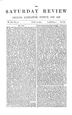 Saturday review Samstag 8. Oktober 1870