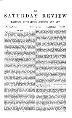 Saturday review Samstag 29. Oktober 1870